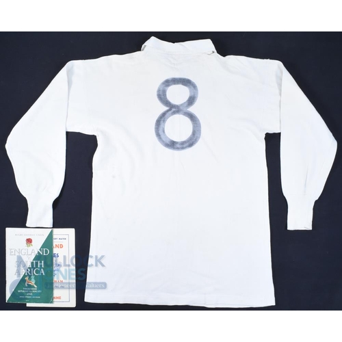 394 - c1952 Scarce England International Rugby Jersey: Period piece, white England jersey made by Bukta, s... 