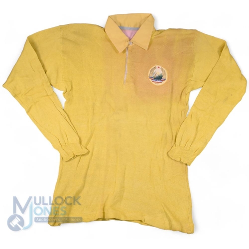 402 - 1950s(?) Romania Rugby Jersey: Really rarely seen, in old-fashioned materials and style, yellow with... 