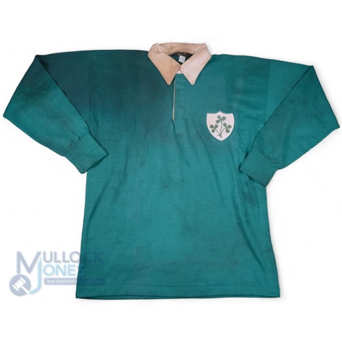 403 - Matchworn Ireland International Rugby Jersey: Fine example, O'Neill's make, shamrock badge, white st... 