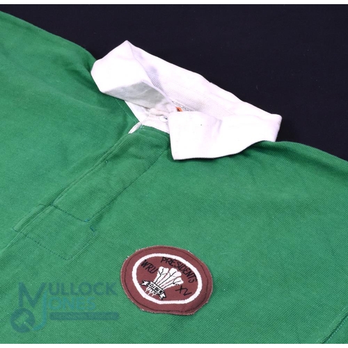 405 - 1980s WRU President's XV Green Matchworn Rugby Jersey: Green with special oval WRU President's XV ba... 