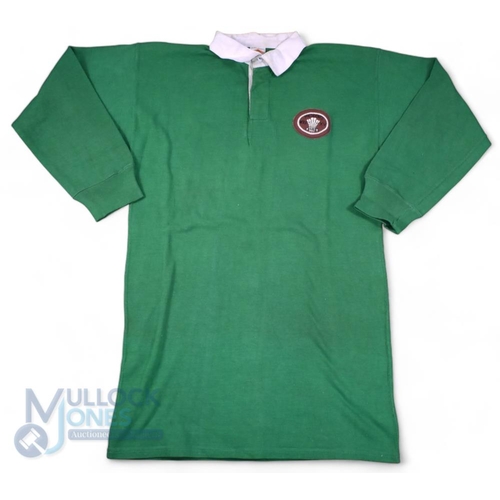 405 - 1980s WRU President's XV Green Matchworn Rugby Jersey: Green with special oval WRU President's XV ba... 