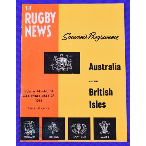 408 - 1966 British and I Lions 1st Test v Australia Rugby Programme: Sought-after issue from the Sydney te... 
