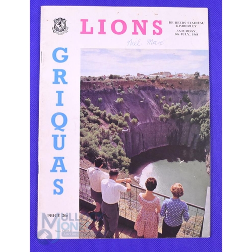 41 - 1968 British and I Lions Rugby Programme v Griquas: At Kimberley, 6/7/68. 32pp, substantial, name to... 