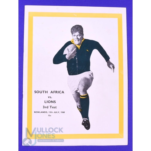 43 - 1968 British and I Lions Rugby Programme v S Africa, 3rd Test: v the Springboks at Newlands, Cape To... 