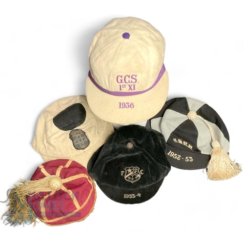 462 - Rugby Football Team / School / College Caps later selection 1930s - 50s various colours and motives ... 