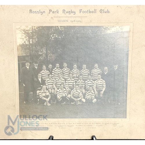 464 - Rosslyn Park Rugby Football Club team photographs for seasons 1908-1909 and 1931-1932 both having te... 