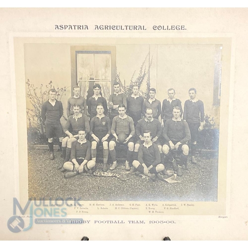 465 - Aspatria Agricultural College Rugby Football team photographs for seasons 1905-1906 and 1906 both ha... 