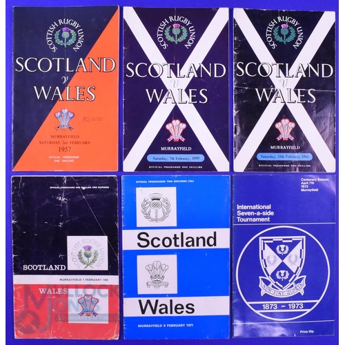 53 - 1957-1973 Scottish Home Rugby Programmes (6): v Wales 1957, 59, 61, 69 and 1971 (Wales Grand Slam) a... 