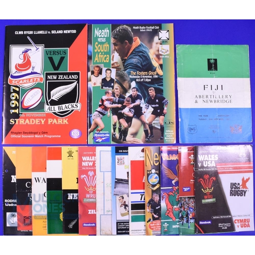 62 - 1960-2000 Tourists in Wales Rugby Programmes (16): S Africa v Cardiff 1960 (grubby) and 1994 and Nea... 