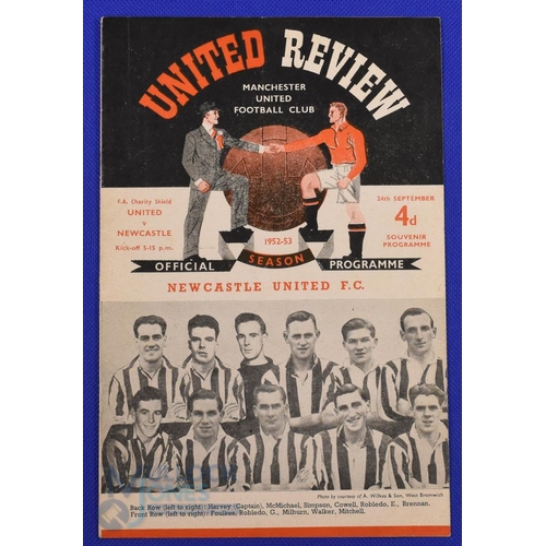 675 - 1952 Charity Shield Manchester Utd v Newcastle Utd match programme at Old Trafford kick-off 5.15pm d... 