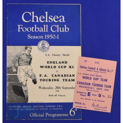 684 - 1950 Charity Shield programme: at Stamford Bridge England (WC XI) v FA Touring Team (Canada) match p... 