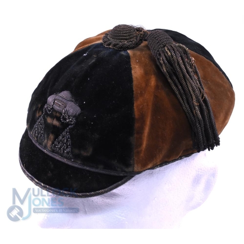 7 - c1900 Christ Church Oxford (?) Velvet Rugby Honours Cap: Oxford maker for this black and brown 6-pan... 