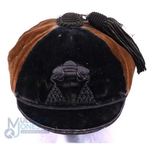 7 - c1900 Christ Church Oxford (?) Velvet Rugby Honours Cap: Oxford maker for this black and brown 6-pan... 