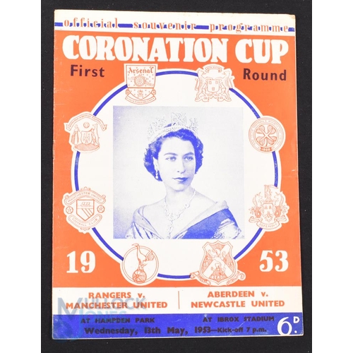 752 - 1952/53 Coronation Cup Glasgow Rangers v Manchester Utd match programme (also covers Aberdeen v Newc... 
