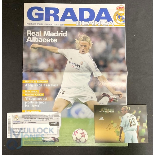 849 - 2004/2005 Real Madrid C F v Albacete B 14th November 2004 Programme and VIP Ticket together with Dav... 