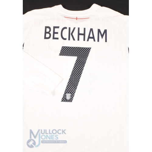 852 - 22nd August 2007 England v Germany No 7 Beckham long sleeve Shirt (L) signed and dedicated to front ... 