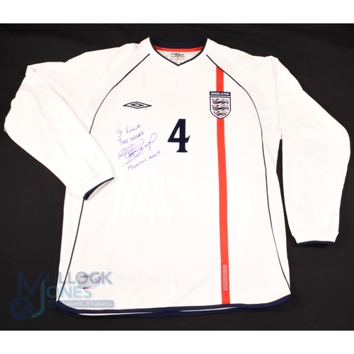 853 - 1st September 2001 Germany v England No 4 Gerrard long sleeve Shirt (L) signed and dedicated to fron... 