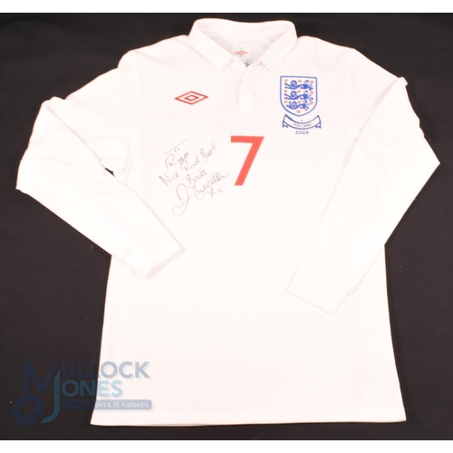 854 - 12th August 2009 England v Holland No 7 Beckham long sleeve Shirt (40R) with tag signed and dedicate... 