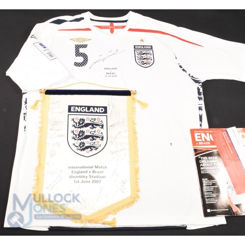 858 - 1st June 2007 England v Brazil No 5 King Short sleeve Shirt (XL) signed by John Terry No 6 together ... 