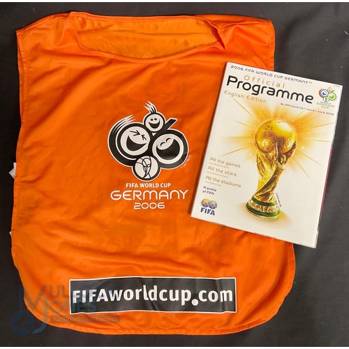 864 - 2006 FIFA World Cup Germany 9th June - 9th July 2006 Official programme and Vest Bib, tickets. Note:... 