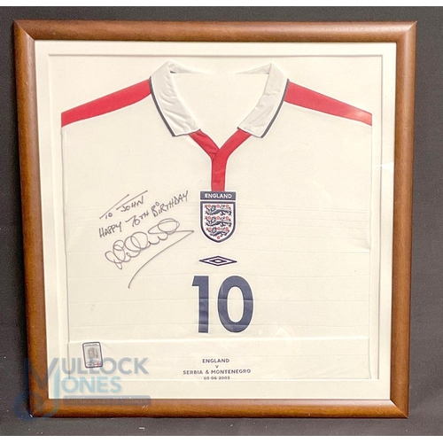 869 - David Beckham signed 10 shirt England v Serbia and Montenegro 3rd June 2003 dedicated to John Happy ... 