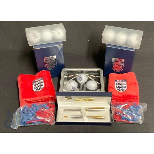 879f - Official Football Association issued merchandise - 3 golf ball and tee sets, ball point pen, fountai... 