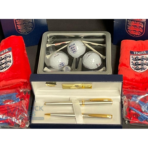 879f - Official Football Association issued merchandise - 3 golf ball and tee sets, ball point pen, fountai... 