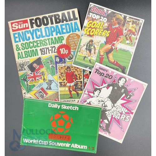 885 - Selection of Football Albums to consist of The Sun Football Encyclopaedia and Soccer Stamp Album 197... 