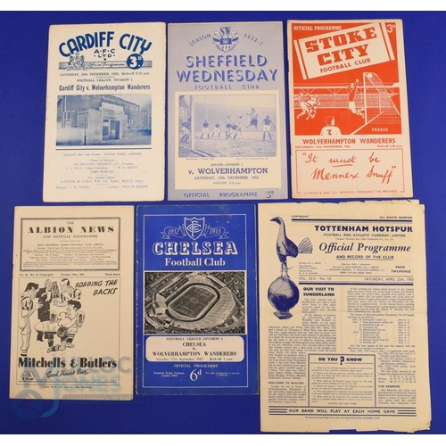 954 - 1952/53 Wolverhampton Wanderers away match programmes to include Cardiff City, Sheffield Wednesday, ... 