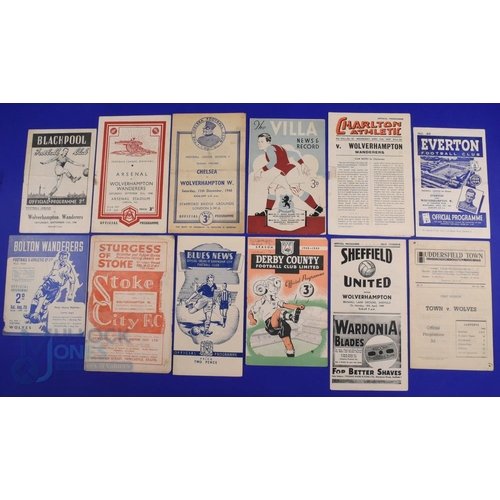 959 - 1948/49 Wolverhampton Wanderers away match programmes v Blackpool, Arsenal, Chelsea, Aston Villa, Ch... 