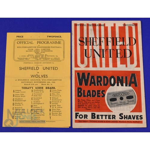 963 - 1946/47 Wolverhampton Wanderers v Sheffield Utd Div. 1 match programme (16 November) plus away rever... 