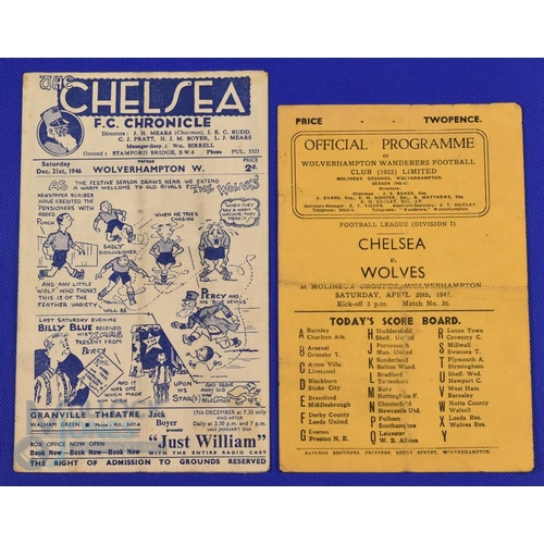 964 - 1946/47 Wolverhampton Wanderers v Chelsea Div. 1 match programme (26 April) plus away reverse fixtur... 