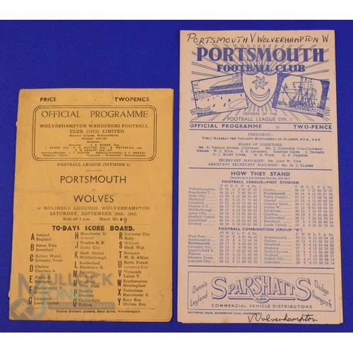 969 - 1946/47 Wolverhampton Wanderers v Portsmouth Div. 1 match programme, 4 pages, 28 September 1946 plus... 