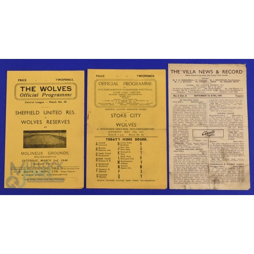 970 - Wolverhampton Wanderers home reserve match programmes 1945/46 Sheffield Utd (2 March 1946), 1946/47 ... 