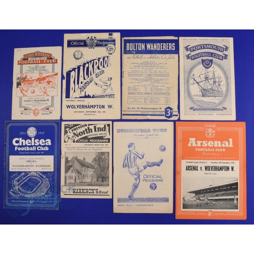 978 - 1953/54 Wolverhampton Wanderers (championship season) away match programmes v Liverpool, Blackpool, ... 