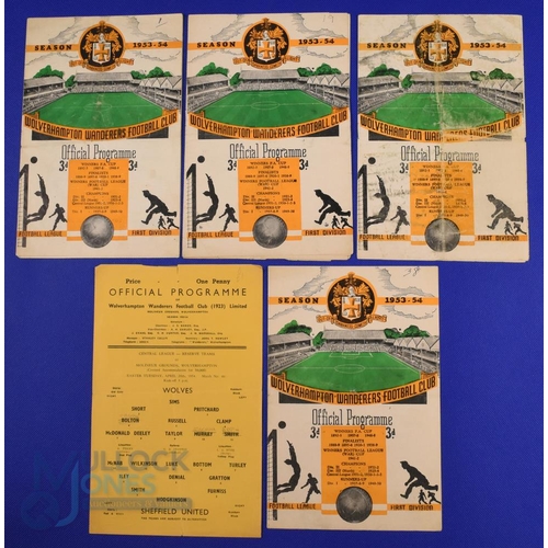 979 - 1953/54 Wolverhampton Wanderers home match reserve programmes v Newcastle Utd, Bolton Wanderers, Che... 