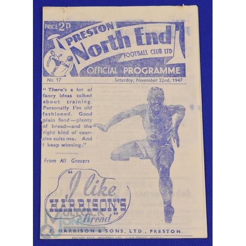 981 - 1947/48 Preston NE v Wolverhampton Wanderers Div. 1 programme 22 November 1947; good. (1)