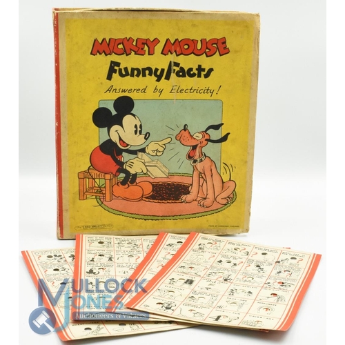 107 - Rare 1930s Chad Valley Mickey Mouse Funny Facts answered by Electricity Game. Questions and Answers ... 