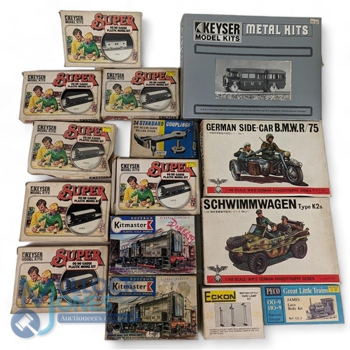 145 - Train & WW2 German Model Kits. All unmade examples to include Bandi German Side Car BMWR 75, Schwimm... 