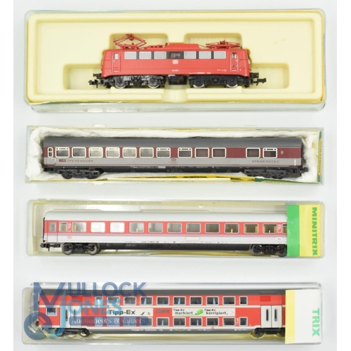 2 - N Gauge Model Railway - Minitrix German DB to include Locomotive 2053, Coaches 15838, 13190, 13092 a... 