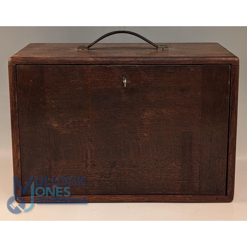 205 - Oak Wooden Engineers Portable Tool Chest, with 5 drawers, an empty toolbox with its key