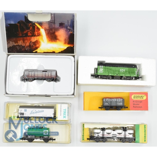 22 - N Gauge Model Railway - Minitrix Locomotive 12003 Burlington Northern, Rolling Stock to include Mini... 