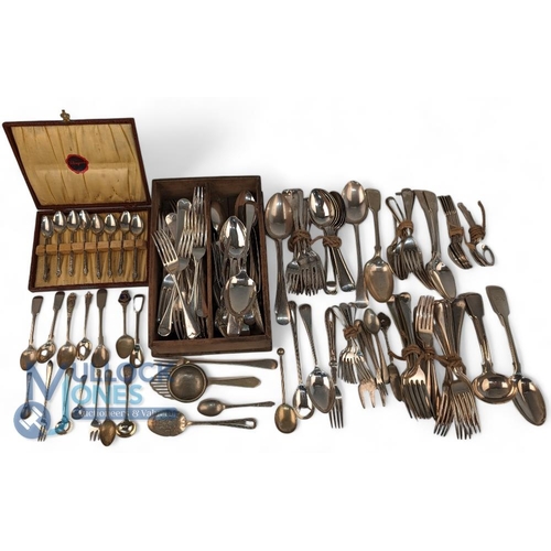 235 - Collection of Silverplated Cutlery, a good selection of period cutlery - spoons, forks, tea strainer... 