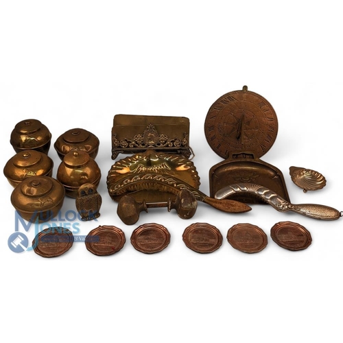 475 - Brass & Copper Collection. To consist of Lipton Tea 1924 Wembley British Empire Exhibition tea caddi... 