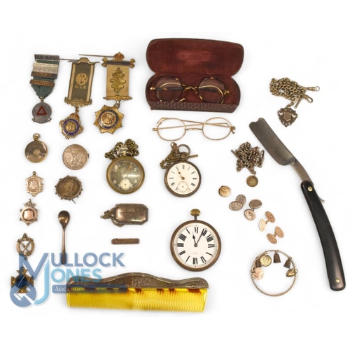 477 - Mixed Selection of Collectables. Approx 100g of silver items Masonic Medals and Fobs together with C... 