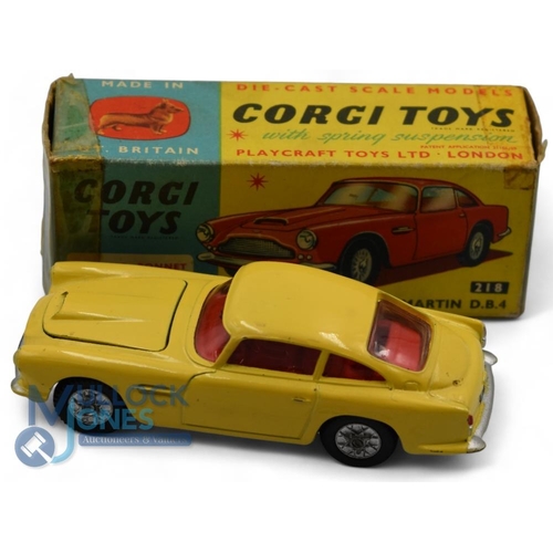 60 - Corgi Toys - 218 Aston Martin D.B.4 in original box (note box flaps have been Sellotape back on