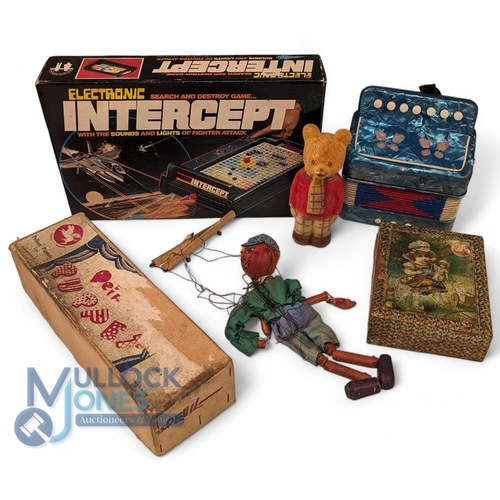 90 - Selection of Toys - Electronic Intercept, Childs Accordion, Rupert Bear Money Box, Pelham Puppet, Pi... 