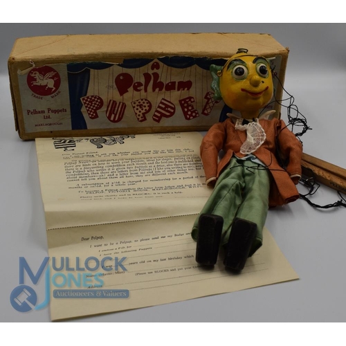 92 - Vintage Pelham Puppet Marionette Rare Mr Turnip with Original Box and Letter early 1950s
