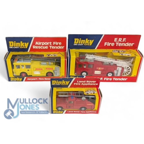 132 - Dinky Toys Emergency Vehicles. Consisting of 282 Land Rover Fire Appliance, 266 E R F Fire Tender, 2... 