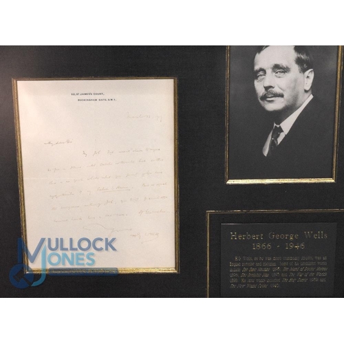 813 - Autograph - Herbert George Wells (1866-1946) Handwritten Letter Display dated March 12 1919, on St J... 